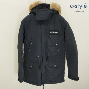 D590 [秋冬物][人気] uniform experiment PADDED MLITARY FUR COAT 1 ブラック UE-167057 ミリタリー ファー コート | R★