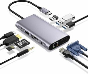 Type-C HUBドッキングステーション10 in 1ノートブックMACノートブックコンバーターPD充電HDMI 4K HD USB Cコンバーター