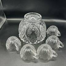 ガラス パンチボール カップ セット KAGAMI CRYSTAL カガミクリスタル フルーツポンチ 切子 果物 デザート レトロ 希少　L3_画像6