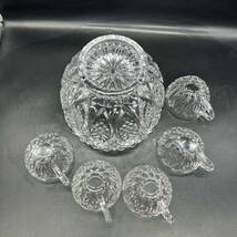 ガラス パンチボール カップ セット KAGAMI CRYSTAL カガミクリスタル フルーツポンチ 切子 果物 デザート レトロ 希少　L3_画像5