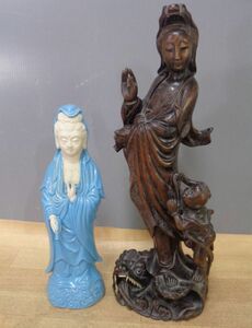 本日特別価格　H021 仏教美術 観音菩薩立像 2点まとめて 仏像 佛像 置物 古美術 骨董品