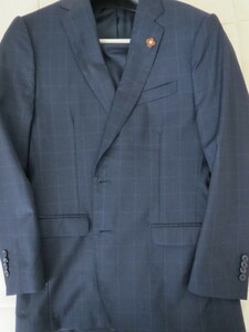 ◆ラルディーニ LARDINI スーツ ネイビー チェック柄 サイズ52 中古着用品