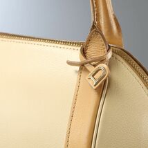 GP0546▽ベルギー製*デルヴォー/DELVAUX*レザー*本革*ハンドバッグ*手提げ鞄*レディース*クリーム×ライトブラウン系_画像7