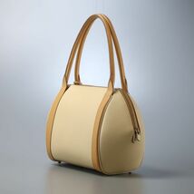 GP0546▽ベルギー製*デルヴォー/DELVAUX*レザー*本革*ハンドバッグ*手提げ鞄*レディース*クリーム×ライトブラウン系_画像3