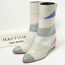 TG9294▽未使用 定価8万円*IKKO TANAKA ISSEY MIYAKE*田中一光*イッセイミヤケ*レザー*FACE BOOTS*顔*ショートブーツ*靴*25cm*AJ550_画像1