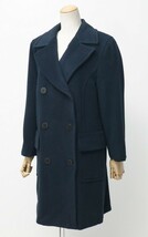 GO1990＝アクアスキュータム/AQUASCUTUM*ウールアンゴラ*カシミヤ混*ダブルブレスト*襟2way*ロングコート*ネイビー系_画像1