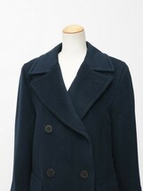 GO1990＝アクアスキュータム/AQUASCUTUM*ウールアンゴラ*カシミヤ混*ダブルブレスト*襟2way*ロングコート*ネイビー系_画像3