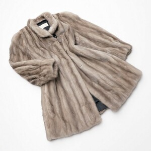 GO9155●Carver Furs*ミンク ロングコート*MINK*サファイアミンク*size13～15*グレーベージュ系