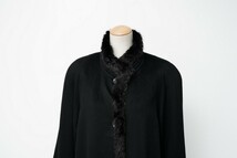 GN4791●カシミヤ ロングコート*カシミア100％*ミンク*MINK*ファー襟付き*sizeF*ブラック_画像2