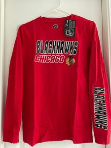 新品　アメリカ　NHL シカゴ・ブラックホークス 長袖Tシャツ　ユースXL レディースM 公式アパレル