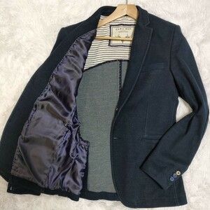 極美品 ZARA MAN DENIM COUTURE ザラマン デニムクチュール アンコンジャケット 背抜き 紺 インディゴ 2B コットン 大きいサイズ 42 XL