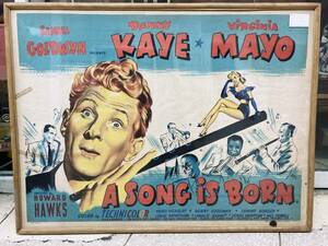 ヴィンテージ★A SONG IS BORN　映画　特大　ピクチャーフレーム★ポスター、DANNY KAYE、VIRGINIA MAYO、当時物、レトロ、イギリス