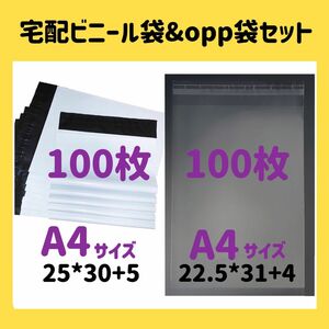 宅配ビニール袋 と opp袋 セット　透明封筒 透明袋 ビニールバッグ 梱包資材 梱包袋 配送用 発送用 包装 ポリ袋