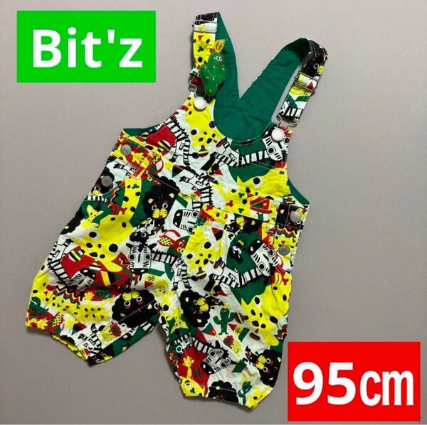 美品 BIT'Z 男の子 ベビーオーバーオールロン パース アニマル柄 子供95