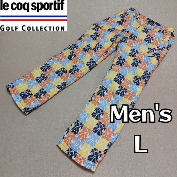 【le coq sportif GOLF】美品 中綿パデットパンツ メンズL 総柄ルコックスポルティフ ゴルフウェア