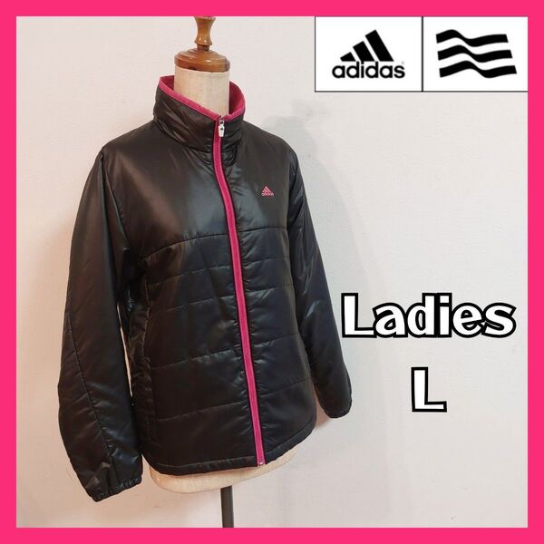 【adidas GOLF】美品アディダスゴルフ 中綿ジャケット レディースL 黒 冬