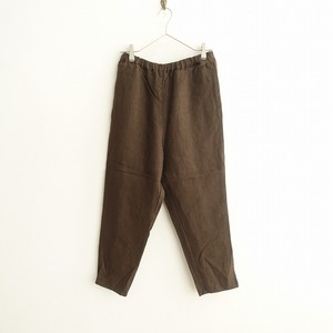 //【未使用】フォグリネンワーク fog linen work *リネンゴムパンツ*麻チョコブラウンゆったりテーパード無地(2-2312-305)【40A42a】