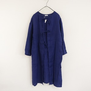 //【未使用/定価1.5万】フォグリネンワーク fog linen work *SUSANNA COAT*リネン麻ヘリンボーンブルーリボン(jk2-2401-89)【61A42】