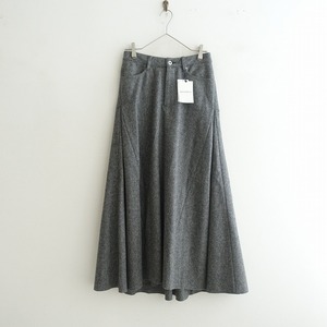 //【定価11.3万】マディソンブルー MADISON BLUE*5POCKET LONG SKIRT REMAKE*01/Sグレー杢ウールタックフレア(sk2-2401-123)【32A42】