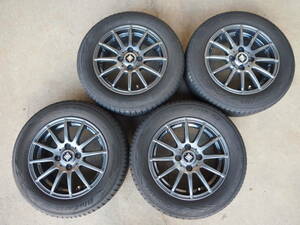 N76　送料無料　weds　5.5Jx14 +42 PCD100 4穴　175/65R14　4本8分山　アルミホイール　ヴィッツ　フィット　キューブ