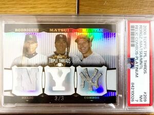 3/3★ミッキーマントル&松井秀喜＆Aロッド★ジャージカード★2006 topps triple threads★3枚限定激レア★PSA鑑定済