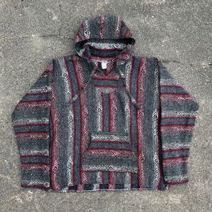 80~90s 珍柄 メキシカンパーカー オーバーサイズ パーカー ヴィンテージ ウール 総柄 ボックスシルエット vintage