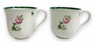 HEREND ヘレンド ウィーンの薔薇 カップ 2個セット バラ 花柄 ピンク グリーン ティーカップ