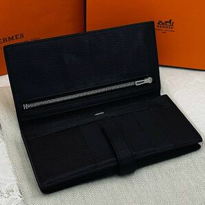 HERMES エルメス 長財布 ベアンスフレ ノワール ブラック 黒 シェーブル レザー シルバー金具 箱付き メンズ レディース ユニセックスの画像6