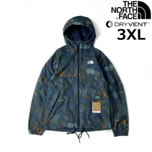 1円～!売切!【正規新品】THE NORTH FACE◆ANTORA RAIN HOODIE マウンテンパーカー ナイロン US限定 2023最新 防水(3XL)紺 総柄 180915-60-c