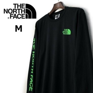 1円～!売切!【正規新品】THE NORTH FACE◆L/S HIT GRAPHIC TEE 長袖 Tシャツ ロンT US限定 2023最新 袖ロゴ 男女兼用(M)黒 180902-23-c