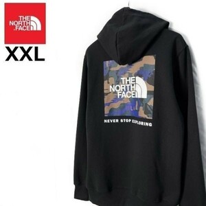 1円～!売切!【正規新品】THE NORTH FACE◆PRINTED BOX NSE HOODIE パーカー US限定 グラフィック ボックスロゴ(XXL)黒 迷彩柄 181130-30-c