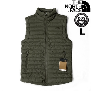 1円～!売切!【正規新品】THE NORTH FACE◆STRETCH DOWN VEST ダウンベスト US限定 RDS 軽量 パッカブル キャンプ(L)緑 カーキ 190122-90