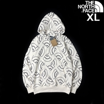 1円～!売切!【正規新品】THE NORTH FACE◆ALL OVER PRINT HOODIE パーカー US限定 裏起毛 ハーフドームロゴ 男女兼用(XL)白 総柄 181130-35_画像1