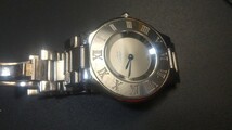 カルティエ Cartier Quartz レディース腕時計 130000C 001020 ラウンド ローマン シルバーカラー 純正ベルト_画像6