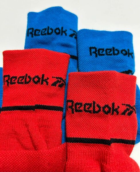 Reebok 靴下 赤 青 スポーツ 運動 ソックス ハイソックス ロゴ入り