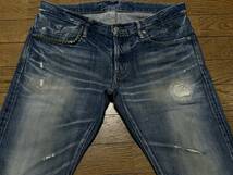 ※HYSTERIC GLAMOUR ヒステリック グラマー 0213AP13 ダメージリペア汚れ加工 セルビッチデニムパンツ インディゴ 日本製 34 　 BJBD.A_画像3