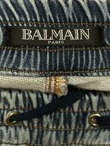 ※BALMAIN バルマン バイカー蛇腹ストレッチジョグジョガー裾ジップスウェットデニムパンツブルーベルジャパンタグ インディゴ M　　BJBD.A_画像8