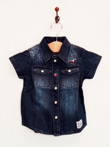 AP8189-2 ○ Бесплатная доставка New Breeze Kids Dely Denim Denim Western Rush Size 100 Blue Snap Emelcodery 100% хлопок