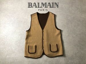 BALMAIN●カシミヤ100％●リバーシブル CASHMERE WOOL ニット ベスト●バルマン