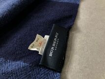 BURBERRY●ネイビーチェック柄ホースロゴ刺 ブランケット マフラー●バーバリー_画像6