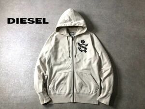 DIESEL●エンブレム刺繍 ZIP UP 洗いざらし スウェット パーカー●ディーゼル