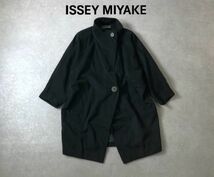 ヴィンテージ●ISSEY MIYAKE●変形ワイド スリーブ ウールデザイン ロング コート●イッセイミヤケ_画像1