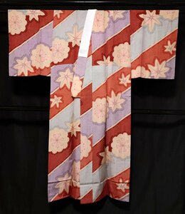 長襦袢　まるやま扱い　しつけ糸付き 疋田紅葉花文様　身丈131cm　キモノマルシェ【C-5】