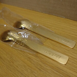 NISSAN stainless ステンレス スプーン セット グッズ コレクション 金色 日産 ロゴ 非売品 ノベルティ 限定 spoon collection GOLD ②