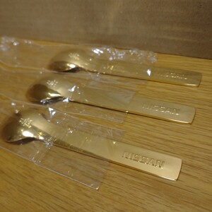 NISSAN stainless ステンレス スプーン セット グッズ コレクション 金色 日産 ロゴ 非売品 ノベルティ 限定 spoon collection GOLD ③