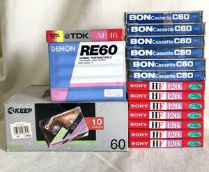 ☆未開封、未使用、カセットテープまとめ☆DENON RE60/SONY HF120/BON C60/KEEP SR-X60/TDK AE46