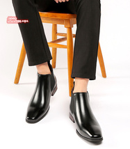 人気新品 メンズ 本革 牛革 ショートブーツ ビジネスシューズ イギリス風 高級 マーティンブーツ 通勤 紳士靴 ブラック 24.5 ~27cm選択_画像5