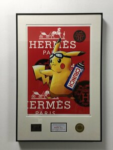 DEATH NYC 額付き 世界限定100枚 アートポスタ ポケットモンスター Pokemon ピカチュウ CRUNCH エルメス Hermes 赤い 現代アート