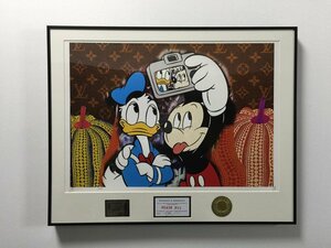 DEATH NYC 額付き 世界限定100枚 アートポスタ ドナルドダック ミッキー Mickey 自分撮り ルイヴィトン LV 現代アート