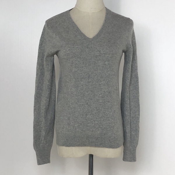 Y0393 カシミヤ100% 美品 UNIQLO ユニクロ レディース トップス ニット セーター 長袖 薄手 Sサイズ グレー 灰 高級 シンプル 防寒 秋冬